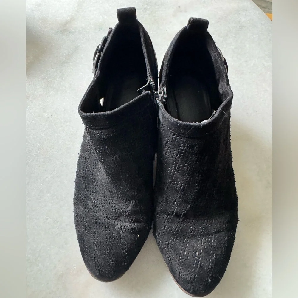 Sonoma Black Textured Ankle Booties with Silver Buckle